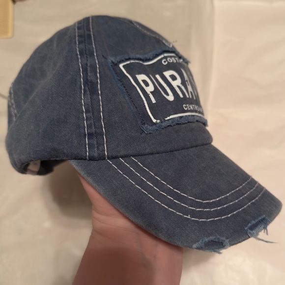 Distressed Denim Baseball Cap - Picture 3 of 16